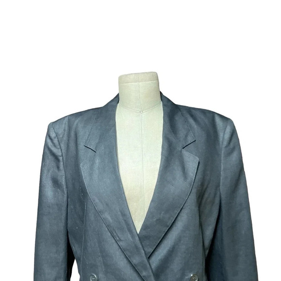 MaxMara Black Double Breasted Linen Blazer Size US 6 - Picture 2 of 12